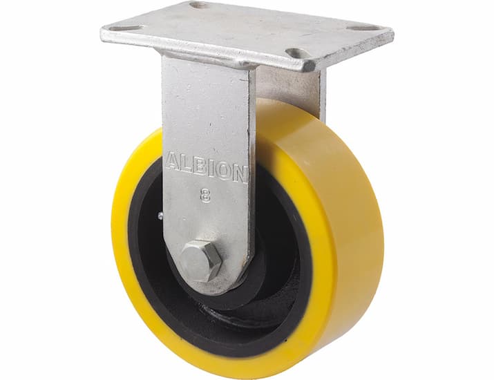 200mm Extremely Heavy Duty Polyurethane Cast Iron Castors - 2,000KG Rated
