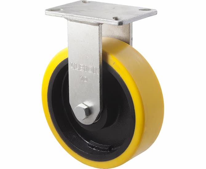 250mm Extremely Heavy Duty Polyurethane Cast Iron Castors - 2,000KG Rated
