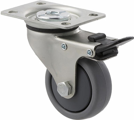 Swivel Plate Total Brake Castor - 65mm Thermoplastic Wheel