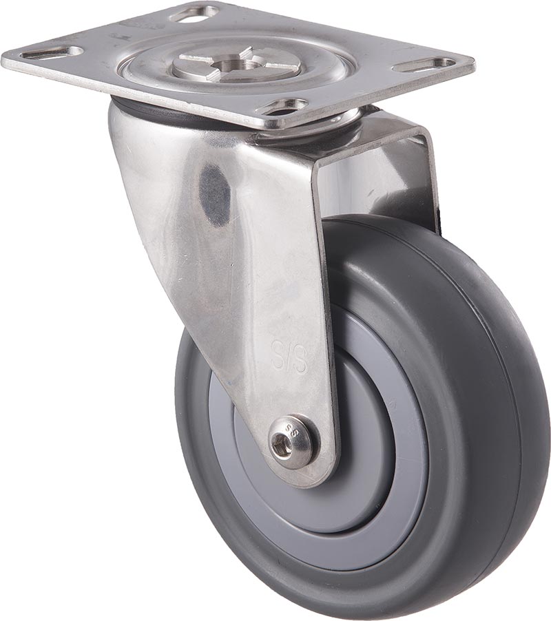100mm Grey Rubber Stainless Steel Castors - 140KG Rated