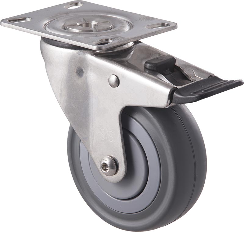 100mm Grey Rubber Stainless Steel Castors - 140KG Rated