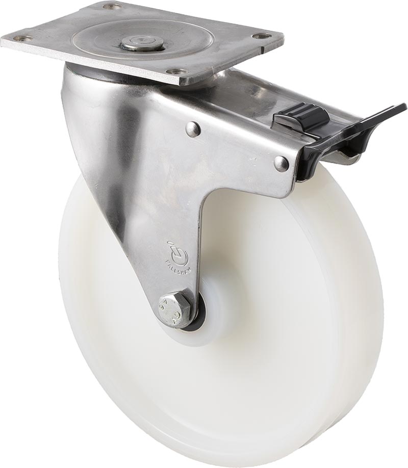 200mm Nylon Stainless Steel Castors - 500KG Rated
