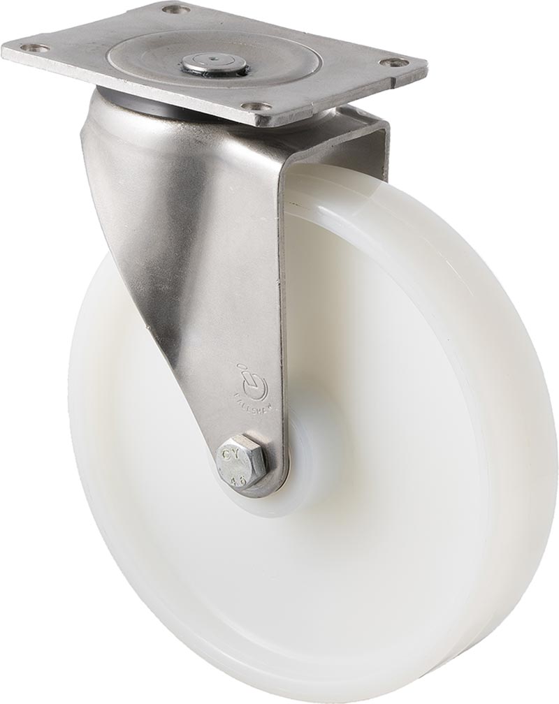 200mm Nylon Stainless Steel Castors - 500KG Rated