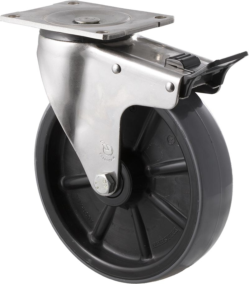 200mm Polyurethane Stainless Steel Castors - 450KG Rated