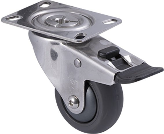 75mm Polyurethane Stainless Steel Castors - 100KG Rated