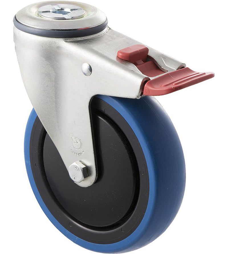 125mm Blue Rubber Wheel Castors - 100KG Rated