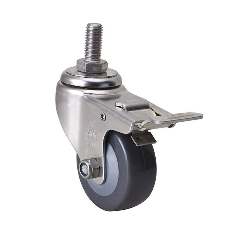 63mm Polyurethane Stainless Steel Threaded Stem Brake Castor – 60kg Rated