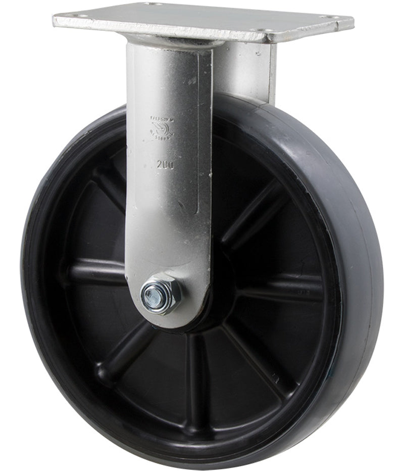 200mm Heavy Duty Industrial Polyurethane Castors - 500KG Rated