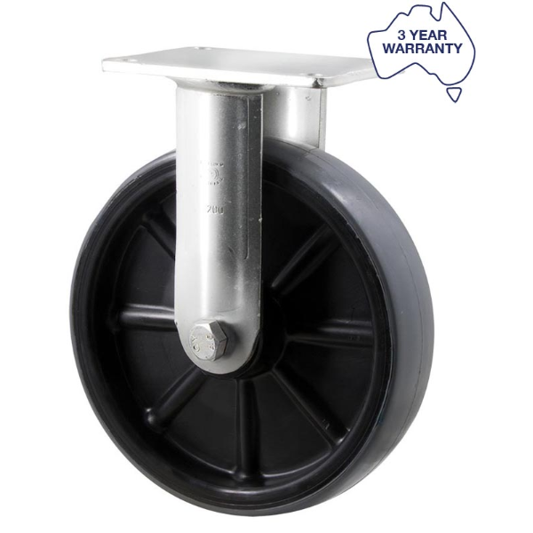 200mm Polyurethane Stainless Steel Castors -  450KG Rated
