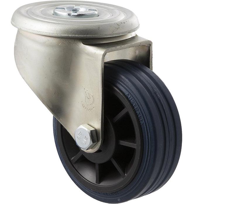 100mm Blue Rubber Industrial Castors - 150KG Rated