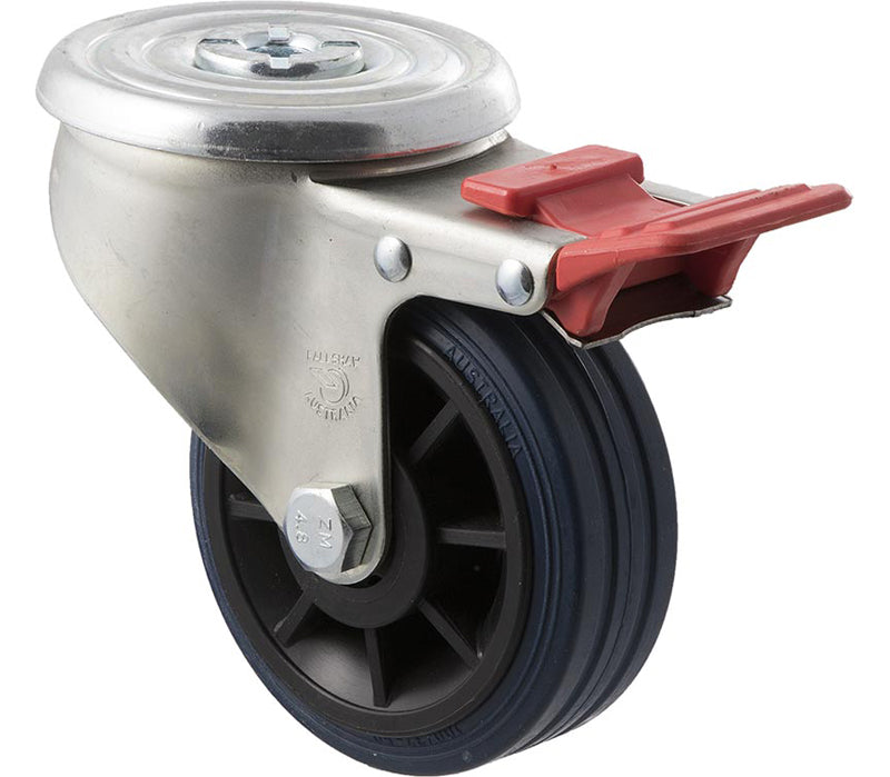 100mm Blue Rubber Industrial Castors - 150KG Rated