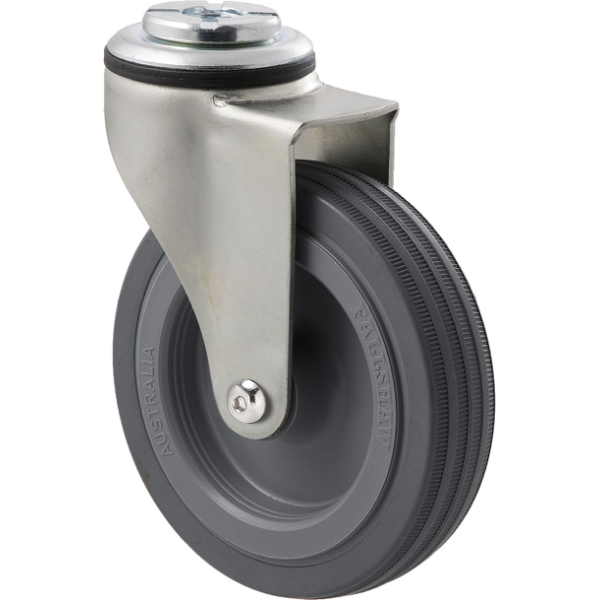 100mm Grey Rubber Light Duty Castor - 50KG Rated