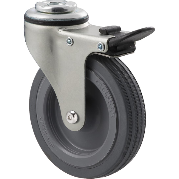 100mm Grey Rubber Light Duty Castor - 50KG Rated