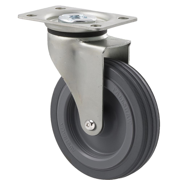 100mm Grey Rubber Light Duty Castor - 50KG Rated