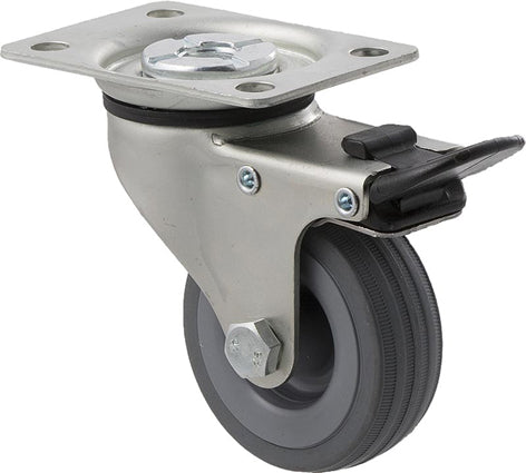 65mm  Grey Rubber Light Duty Castor - 50KG Rated