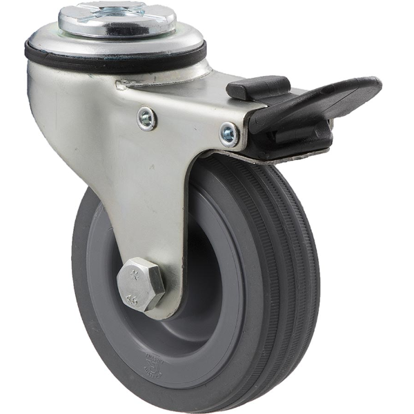 75mm  Grey Rubber Light Duty Castor - 50KG Rated