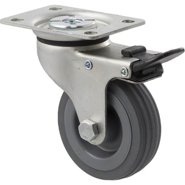 75mm  Grey Rubber Light Duty Castor - 50KG Rated