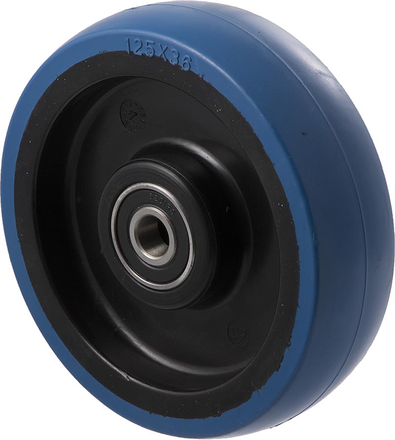 Hi-Res Blue Rubber Wheels Medium Duty ~ 150KG Rated