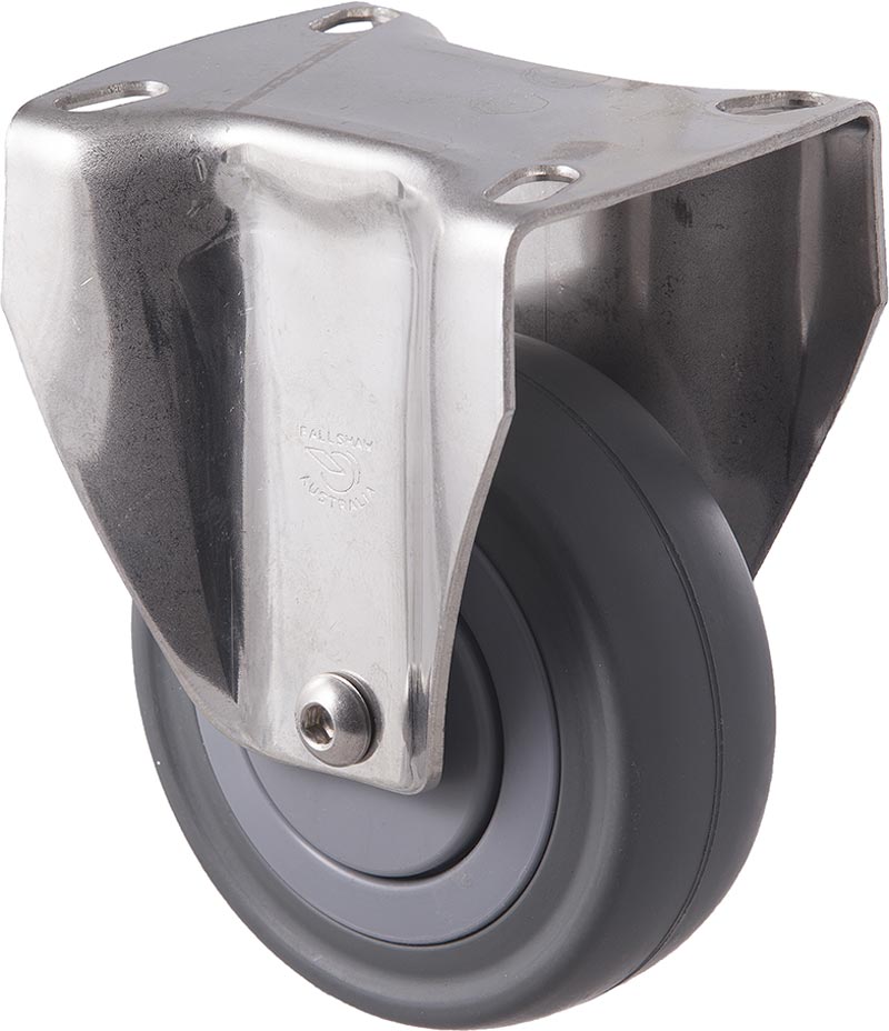 100mm Grey Rubber Stainless Steel Castors - 140KG Rated
