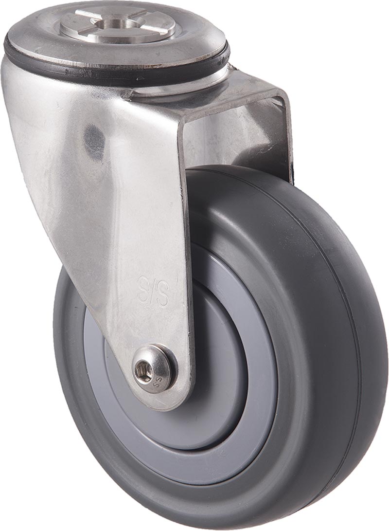 100mm Grey Rubber Stainless Steel Castors - 140KG Rated