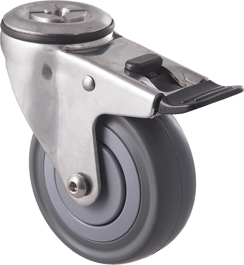 100mm Grey Rubber Stainless Steel Castors - 140KG Rated