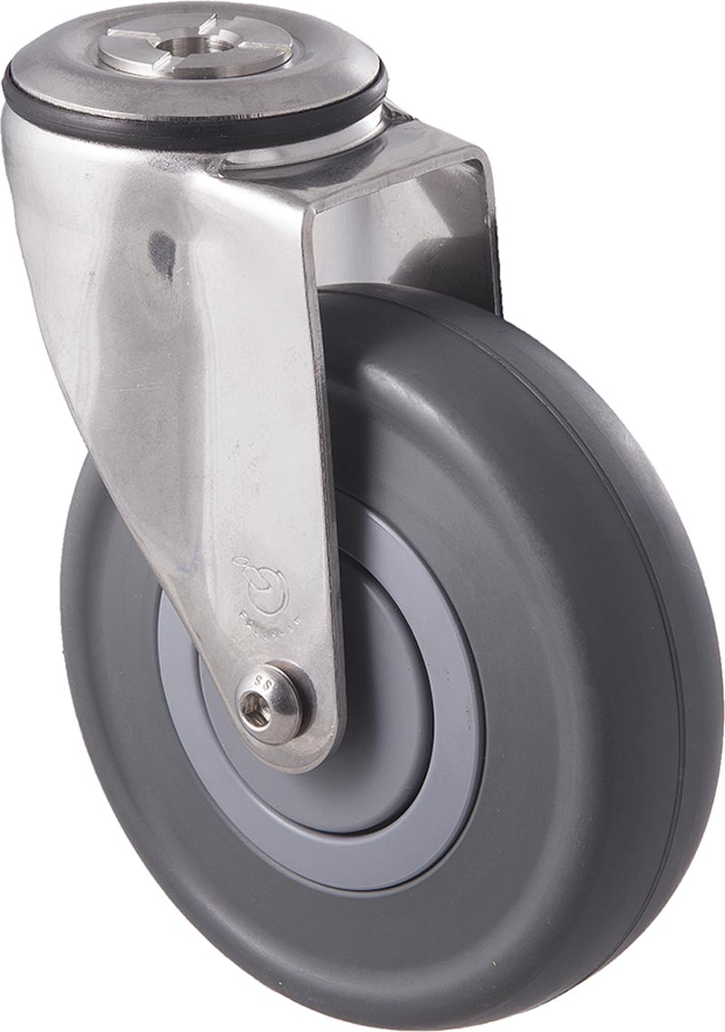 125mm Grey Rubber Stainless Steel Castors - 150KG Rated