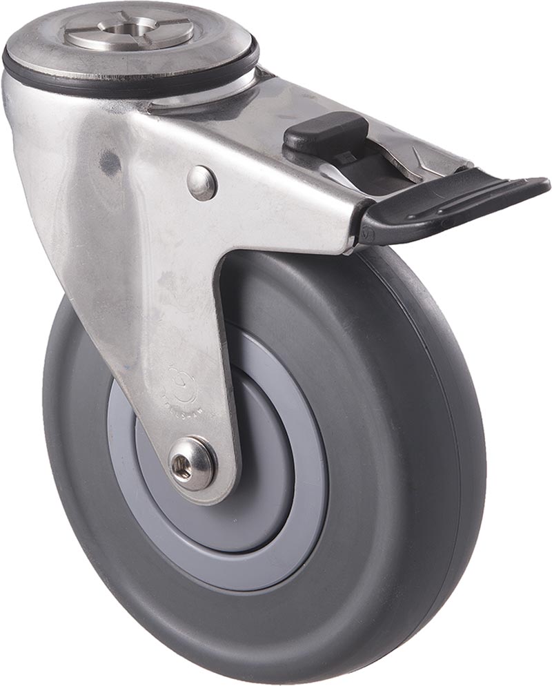 125mm Grey Rubber Stainless Steel Castors - 150KG Rated