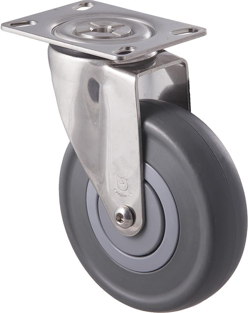 125mm Grey Rubber Stainless Steel Castors - 150KG Rated