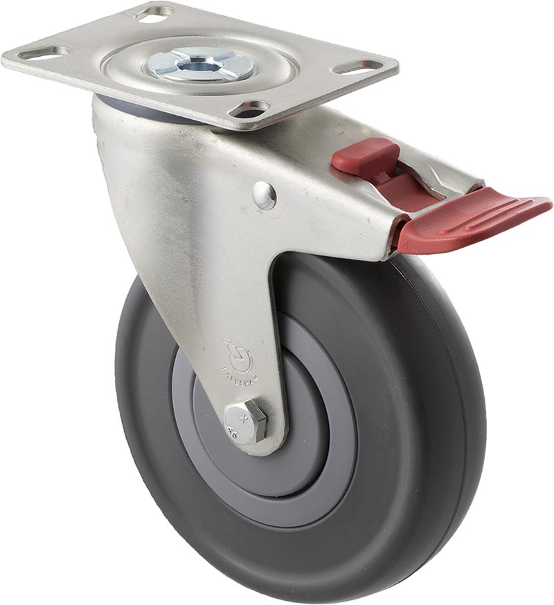 125mm Grey Rubber Wheel Castors - 150KG Rated
