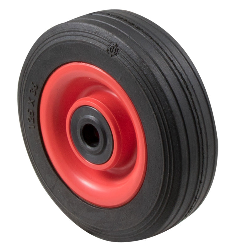 125mm, 150mm or 200mm Black Rubber Utility Wheels