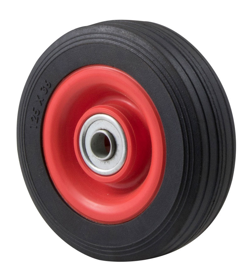 125mm, 150mm or 200mm Black Rubber Utility Wheels
