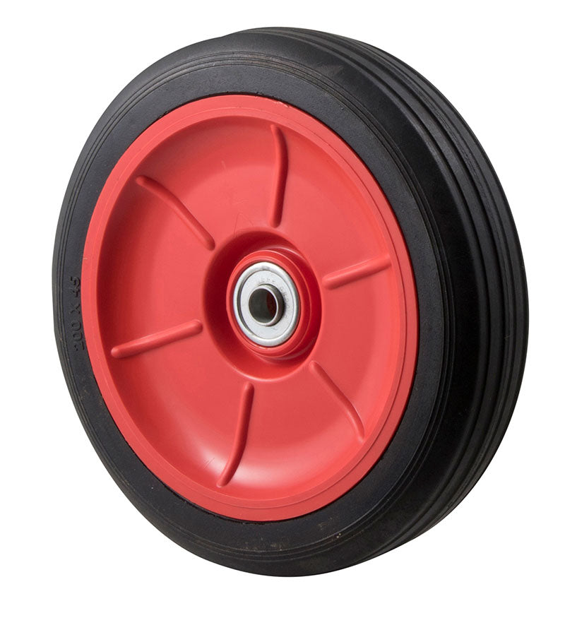 125mm, 150mm or 200mm Black Rubber Utility Wheels