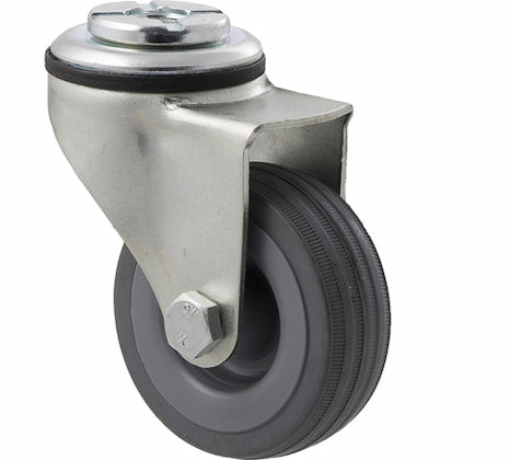Swivel Bolt Hole Castor - 65mm Grey Rubber Wheel