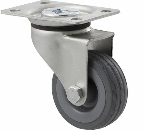Swivel Plate Castor - 65mm Grey Rubber Wheel