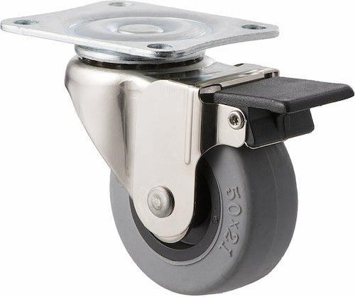 Swivel Plate Brake Castor - 50mm Thermoplastic Wheel