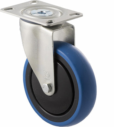 125mm Blue Rubber Wheel Castors - 100KG Rated
