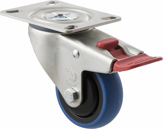 75mm Blue Rubber Wheel Castors - 85KG Rated