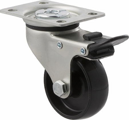 Swivel Plate Total Brake Castor - 65mm Nylon Wheel