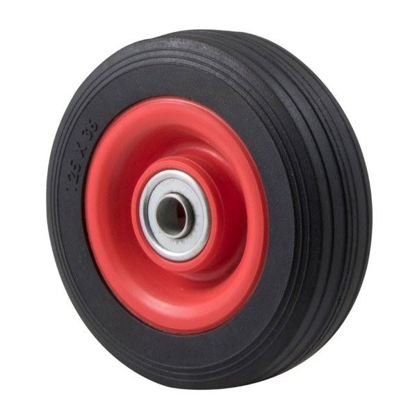 125mm, 150mm or 200mm Black Rubber Utility Wheels