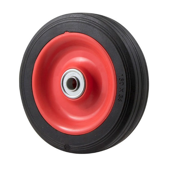 125mm, 150mm or 200mm Black Rubber Utility Wheels