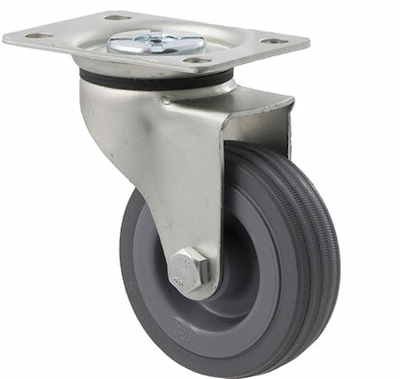 75mm Grey Rubber Light Duty Castor - 50KG Rated