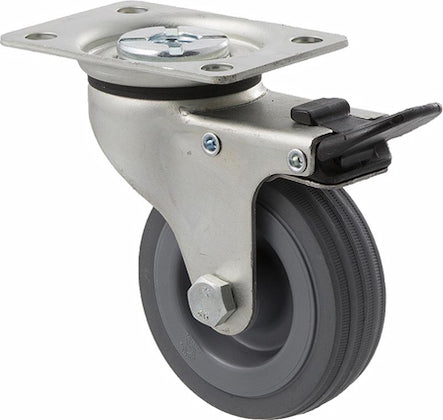 75mm Grey Rubber Light Duty Castor - 50KG Rated