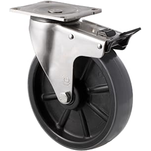 200mm Polyurethane Stainless Steel Castors -  450KG Rated