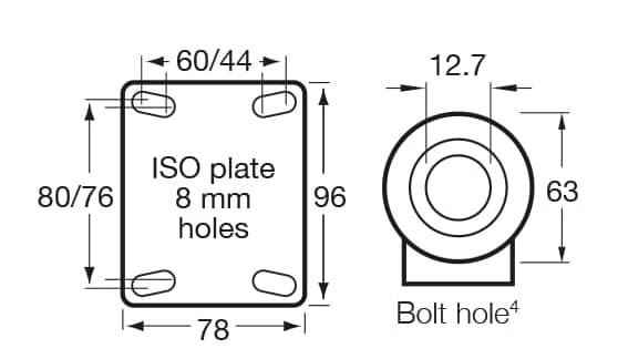 75mm Polyurethane Stainless Steel Castors - 100KG Rated