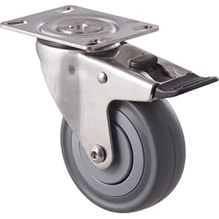 100mm Grey Rubber Stainless Steel Castors - 140KG Rated