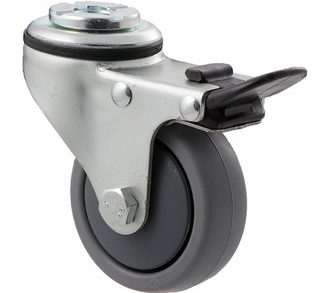 Swivel Bolt Hole Total Brake Castor - 65mm Thermoplastic Wheel